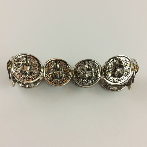 (3/$20) Silvertone elastic antiqued owl bracelet - Picture 6 of 7